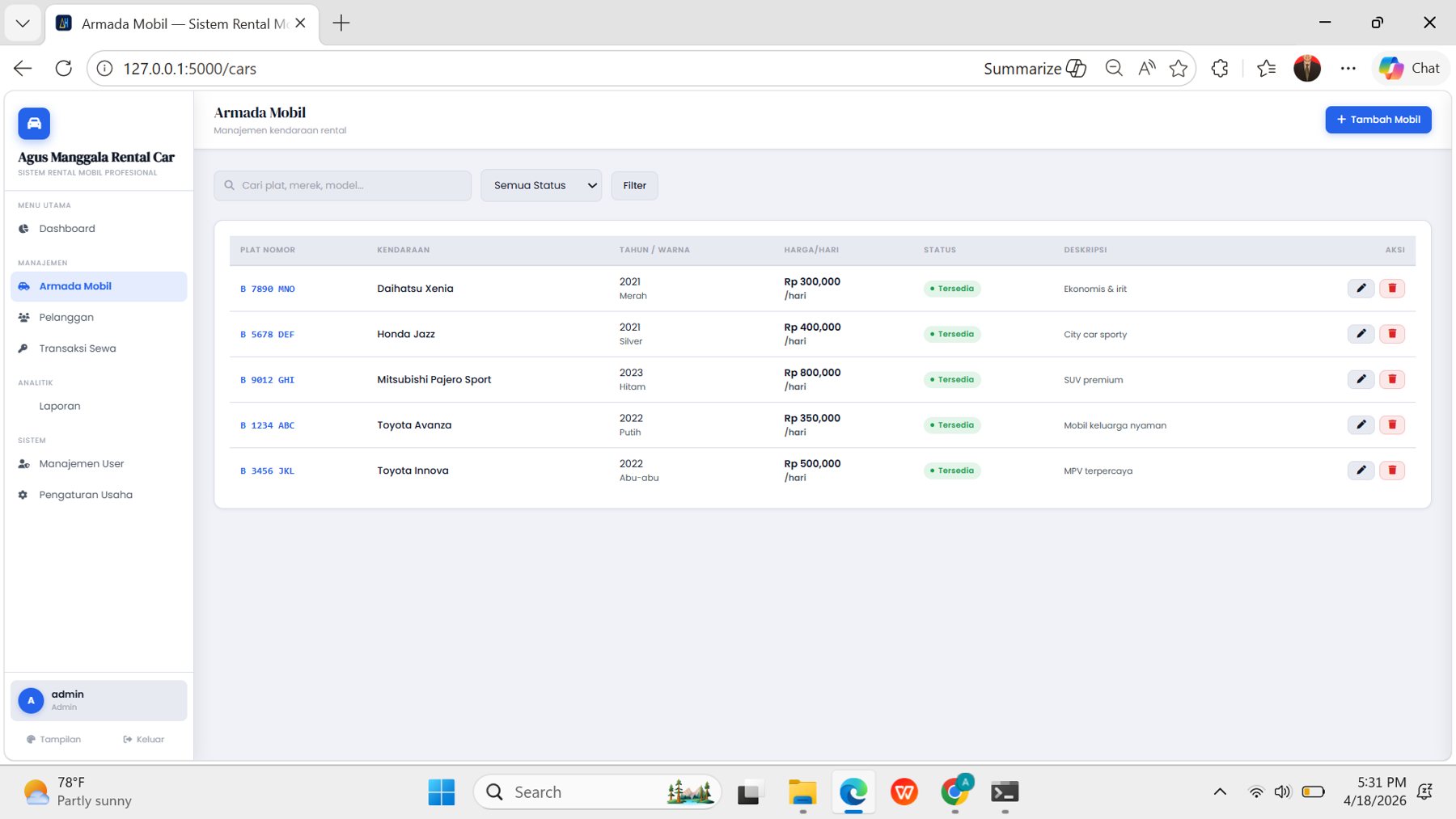 Aplikasi Rental Mobil 2