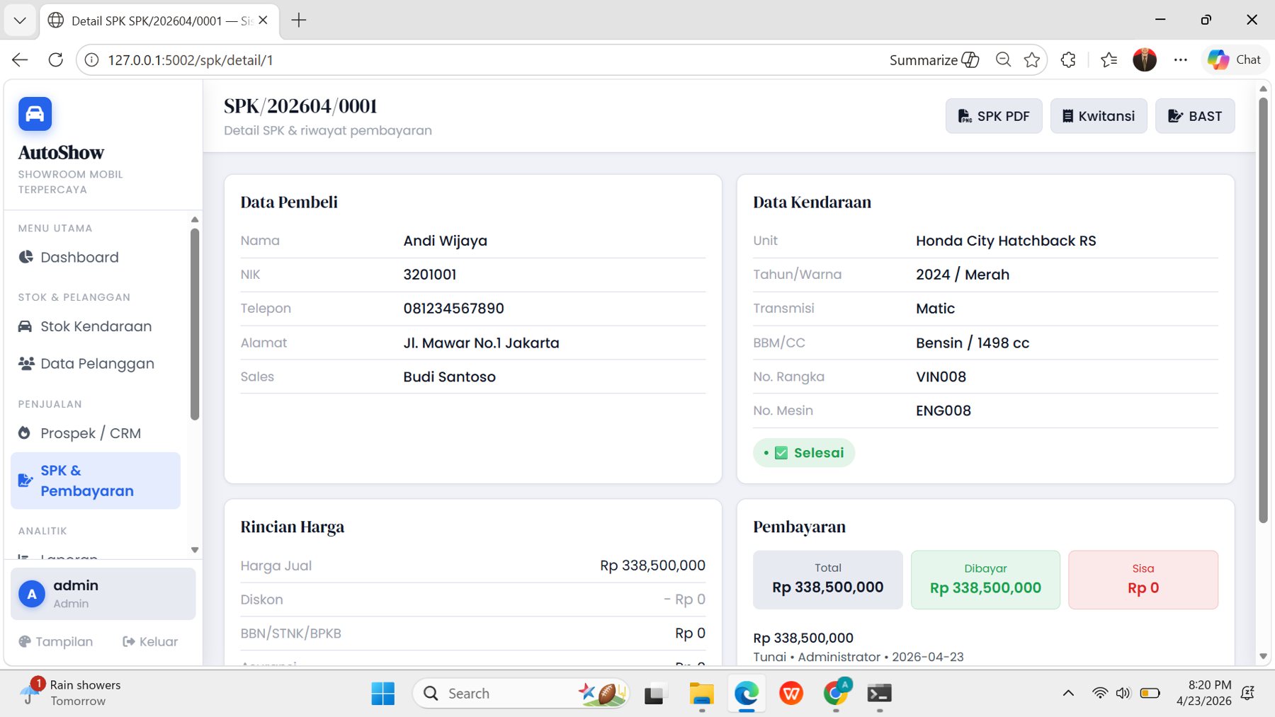 🚗 Aplikasi Showroom Mobil – Solusi Lengkap Manajemen Penjualan & Operasional 5