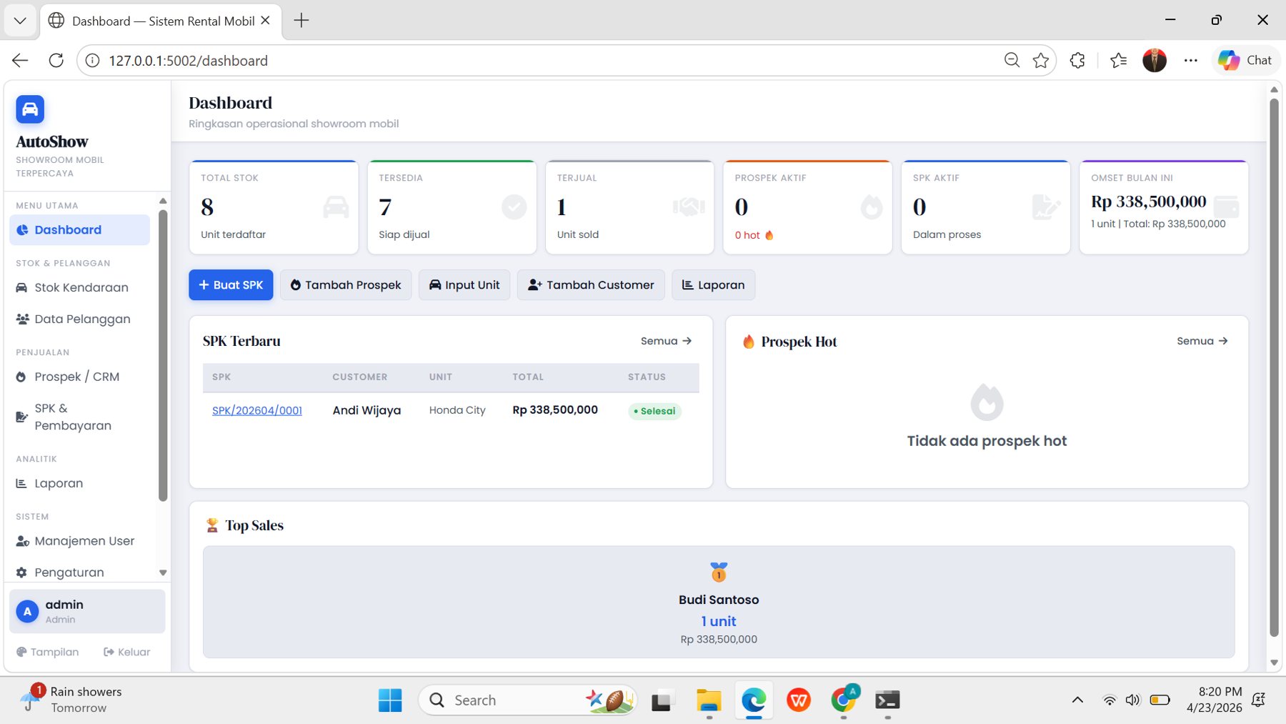 🚗 Aplikasi Showroom Mobil – Solusi Lengkap Manajemen Penjualan & Operasional 2